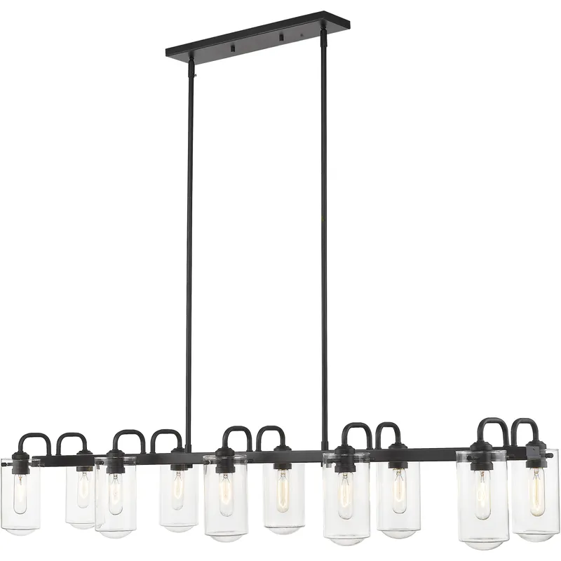 Delaney 10 Light 56 inch Matte Black Linear Chandelier Ceiling Light