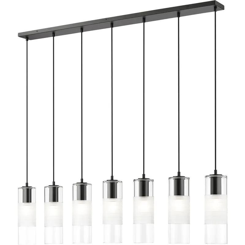 Alton 7 Light 54 inch Matte Black Linear Chandelier Ceiling Light