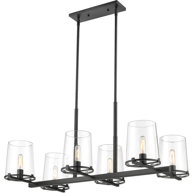 Callista 6 Light 43.5 inch Matte Black Linear Chandelier Ceiling Light