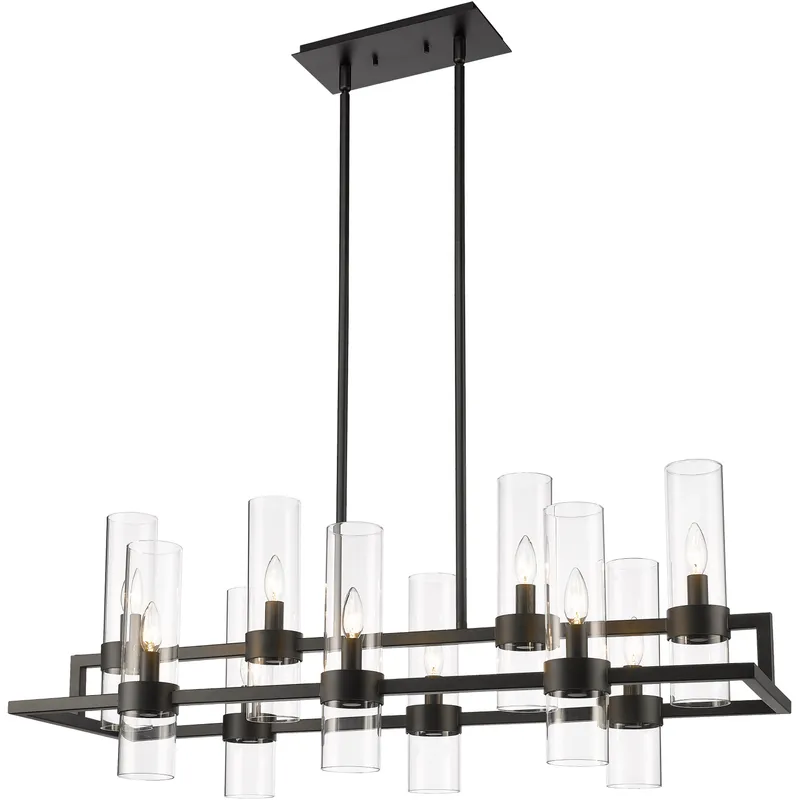 Datus 10 Light 42.5 inch Matte Black Linear Chandelier Ceiling Light