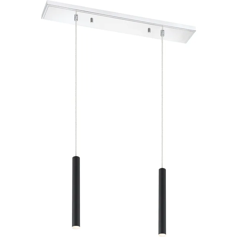 Forest LED 30 inch Chrome Linear Chandelier Ceiling Light in 2, 11, Matte Black Steel