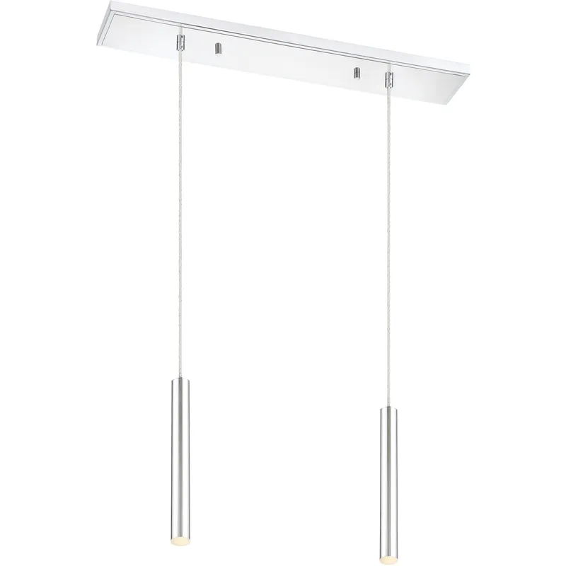 Forest LED 30 inch Chrome Linear Chandelier Ceiling Light in 2, 11, Chrome Steel