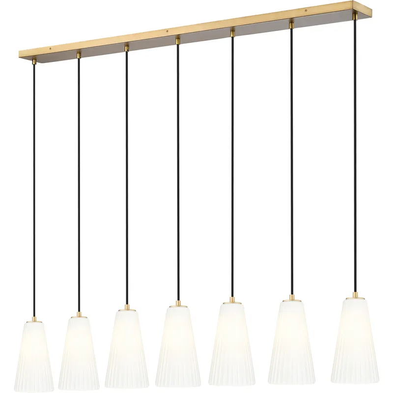 Farrell 7 Light 54 inch Modern Gold Linear Chandelier Ceiling Light