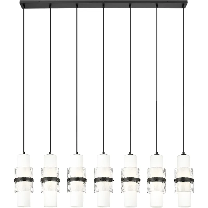 Cayden 7 Light 54 inch Matte Black Linear Chandelier Ceiling Light