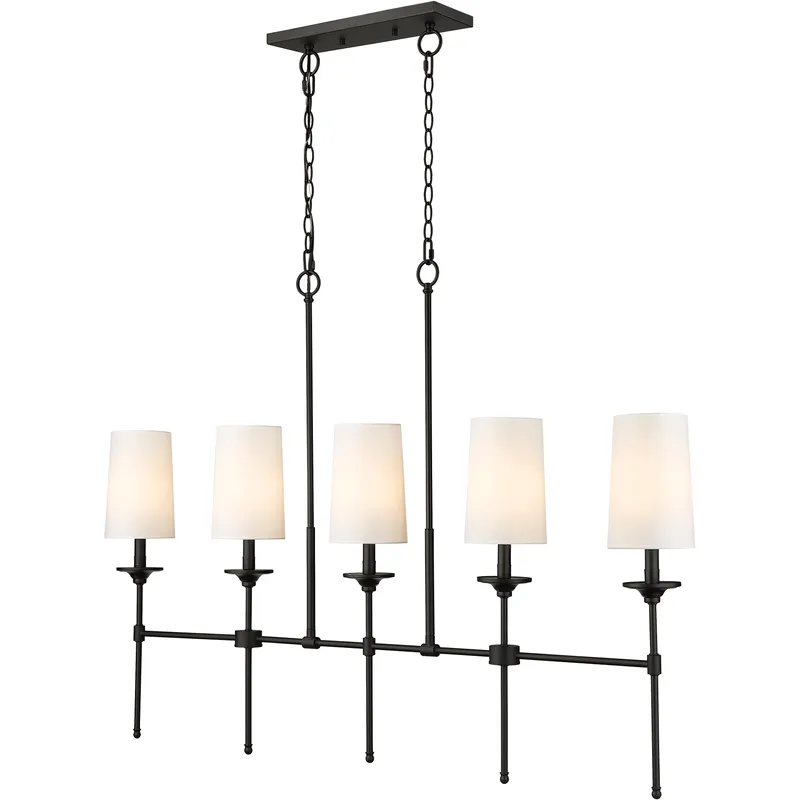 Emily 5 Light 51 inch Matte Black Linear Chandelier Ceiling Light