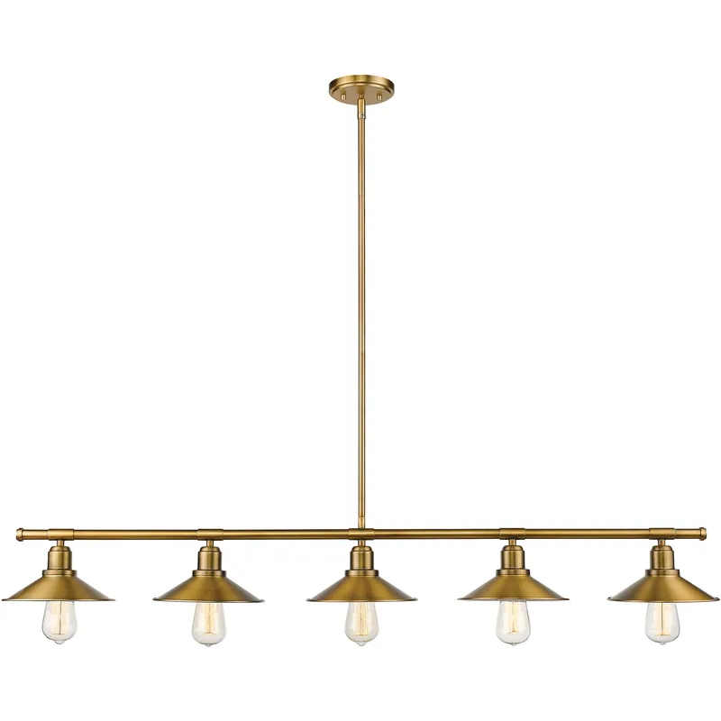 Casa 5 Light 51.5 inch Factory Brass Linear Chandelier Ceiling Light in Factory Brass Steel
