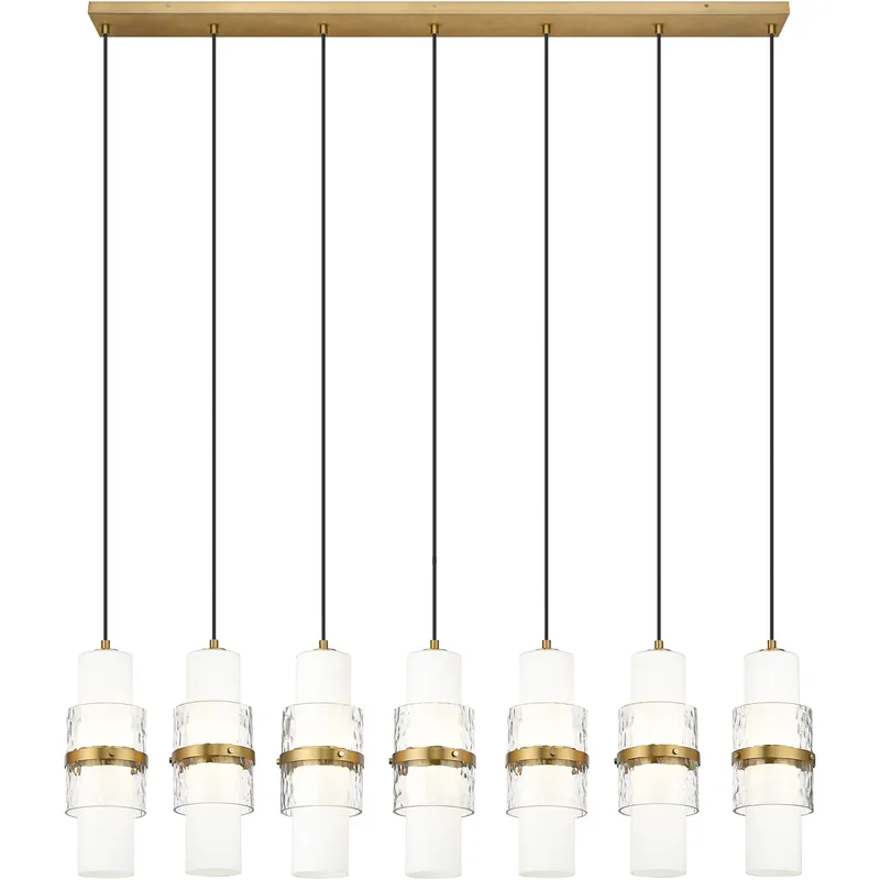 Cayden 7 Light 54 inch Modern Gold Linear Chandelier Ceiling Light