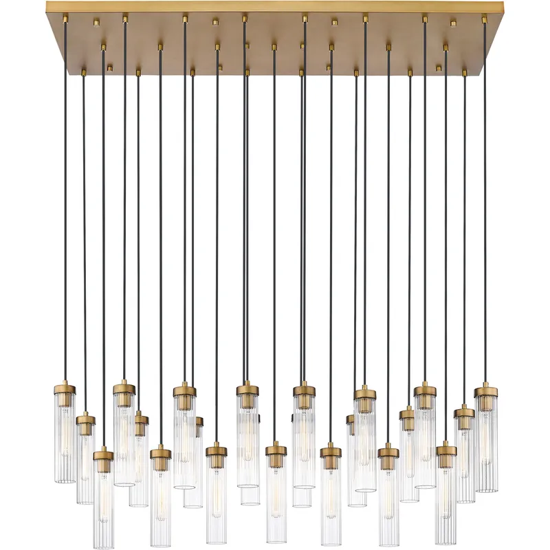 Beau 23 Light 54 inch Rubbed Brass Linear Chandelier Ceiling Light
