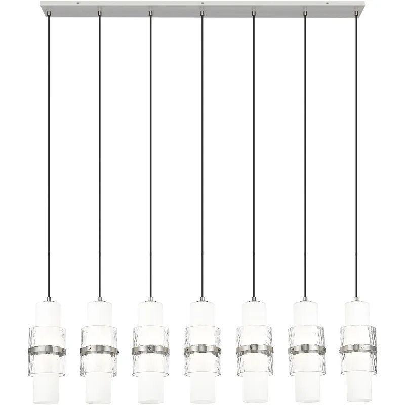 Cayden 7 Light 54 inch Brushed Nickel Linear Chandelier Ceiling Light