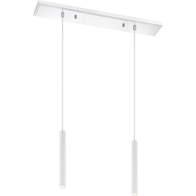 Forest LED 30 inch Chrome Linear Chandelier Ceiling Light in 2, 11, Matte White Steel
