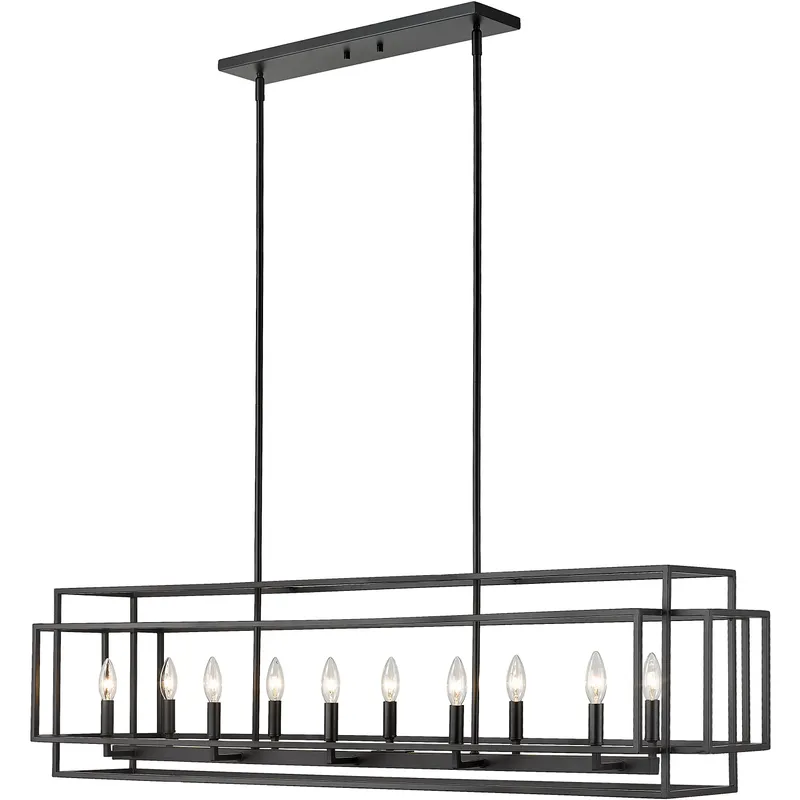 Titania 10 Light 54 inch Matte Black Linear Chandelier Ceiling Light