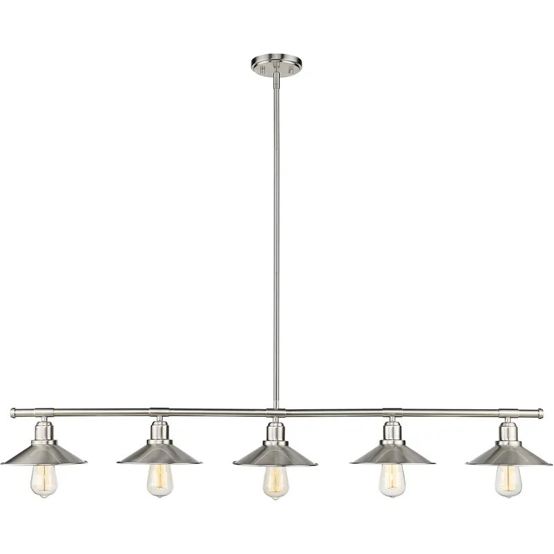 Casa 5 Light 51.5 inch Brushed Nickel Linear Chandelier Ceiling Light in Brushed Nickel Steel