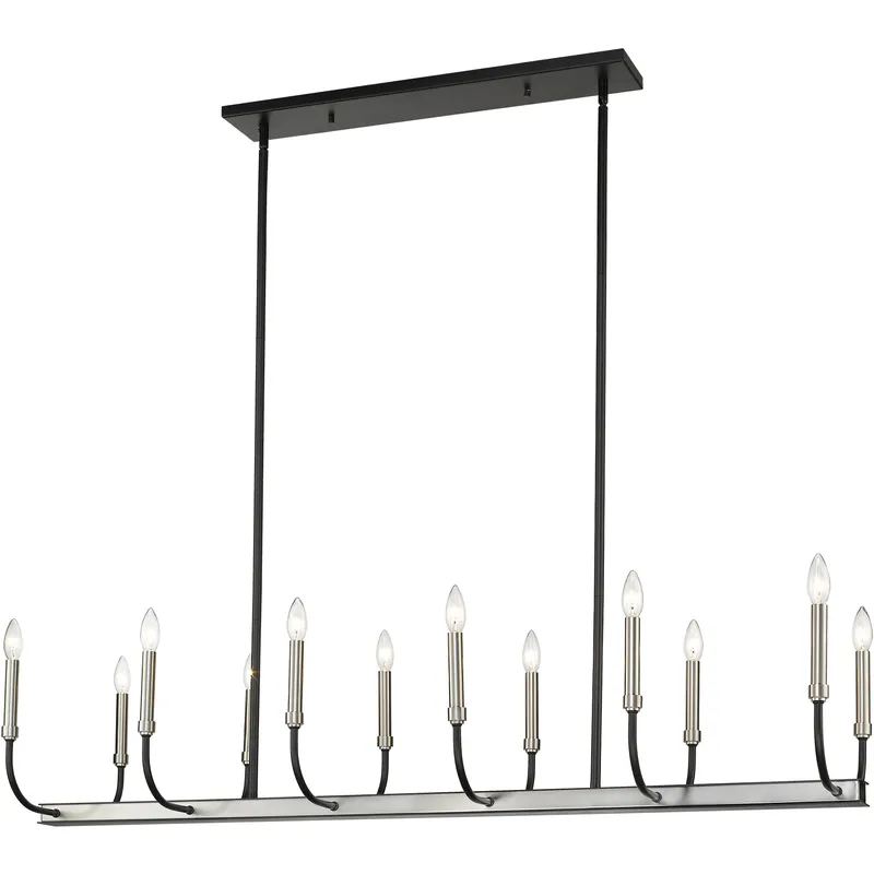 Haylie 12 Light 56 inch Matte Black and Brushed Nickel Linear Chandelier Ceiling Light