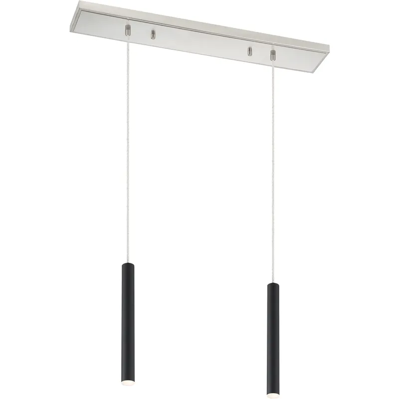 Forest LED 30 inch Brushed Nickel Linear Chandelier Ceiling Light in 2, 11, Matte Black Steel