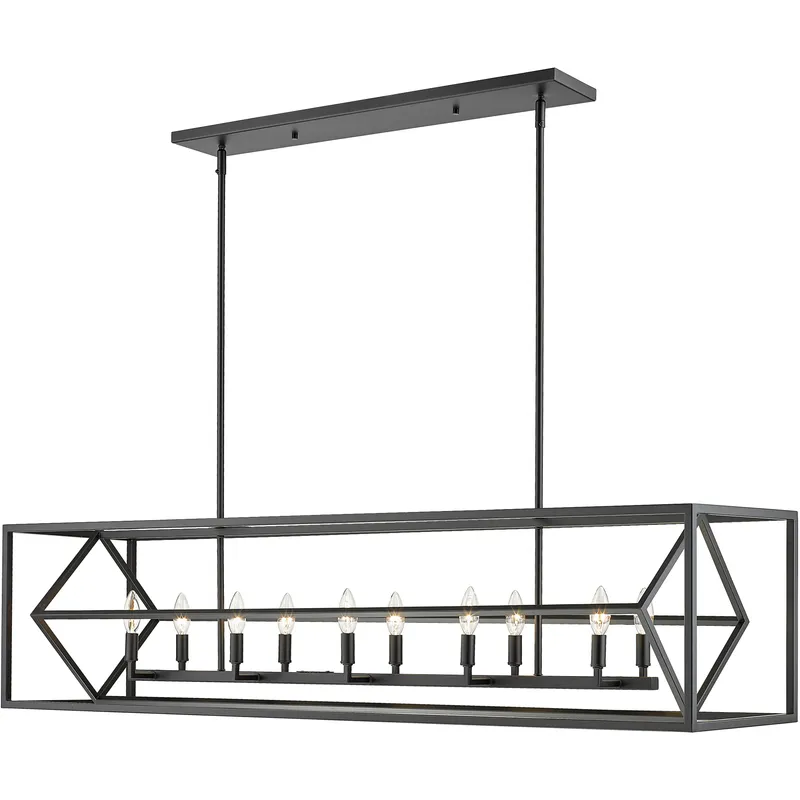 Euclid 10 Light 56 inch Matte Black Linear Chandelier Ceiling Light