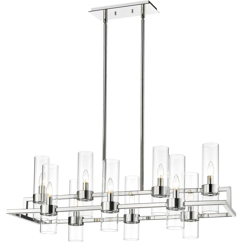 Datus 10 Light 42.5 inch Polished Nickel Linear Chandelier Ceiling Light