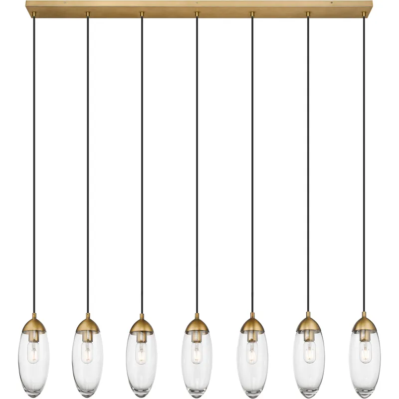 Arden 7 Light 54 inch Rubbed Brass Linear Chandelier Ceiling Light