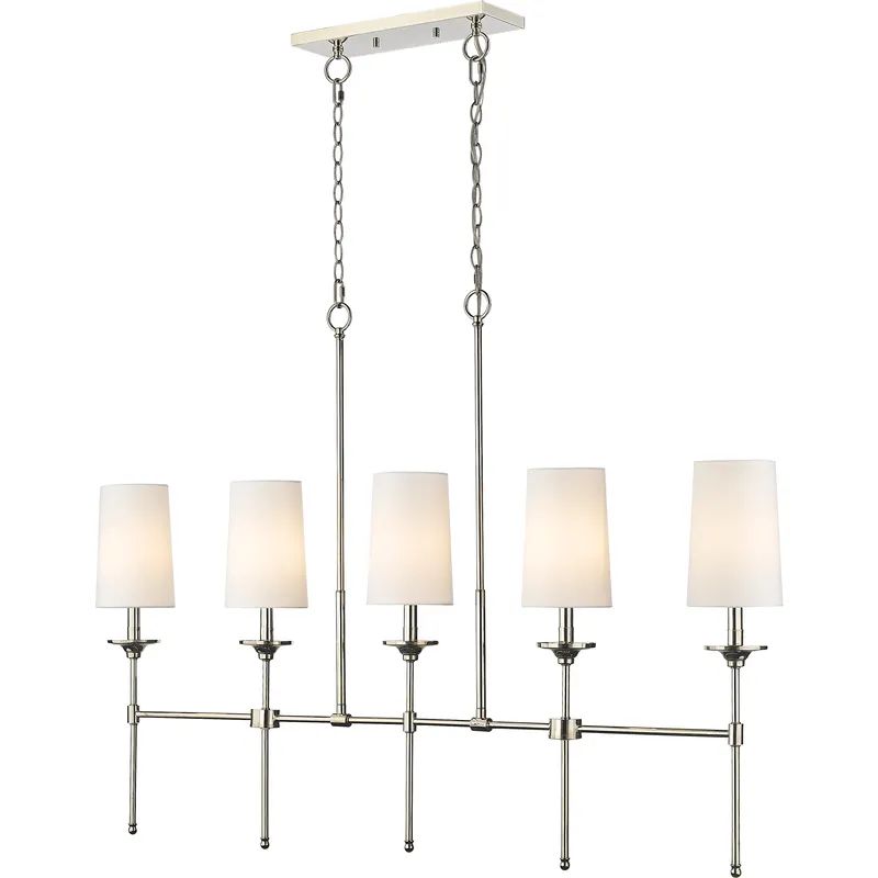 Emily 5 Light 51 inch Polished Nickel Linear Chandelier Ceiling Light