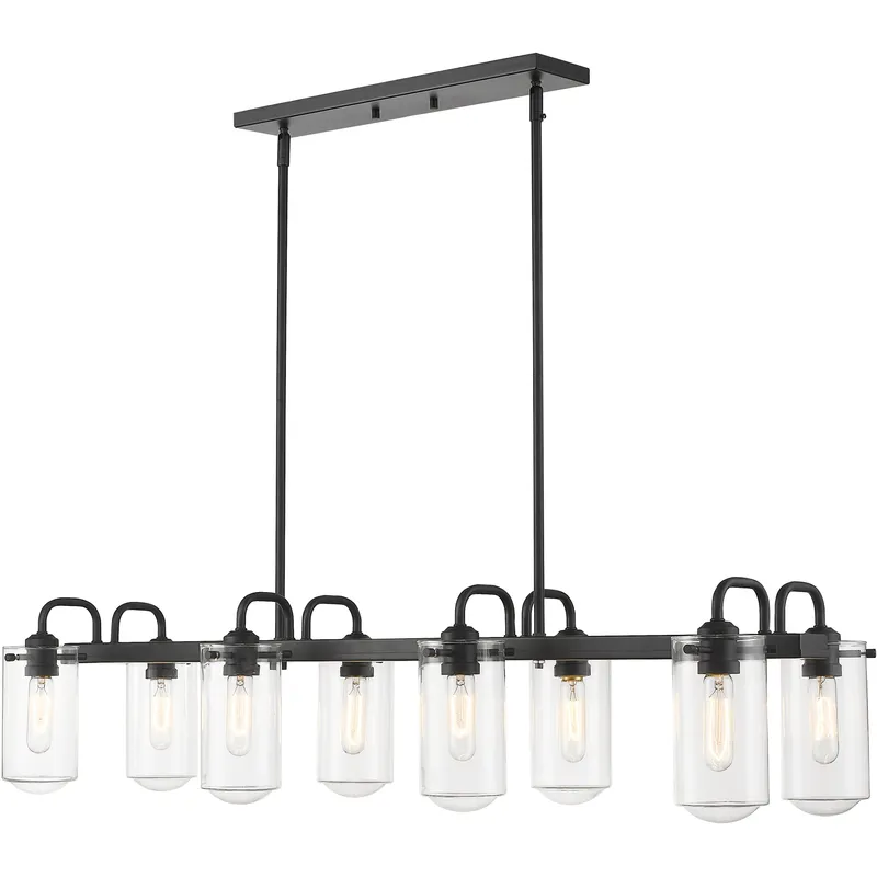 Delaney 8 Light 44 inch Matte Black Linear Chandelier Ceiling Light