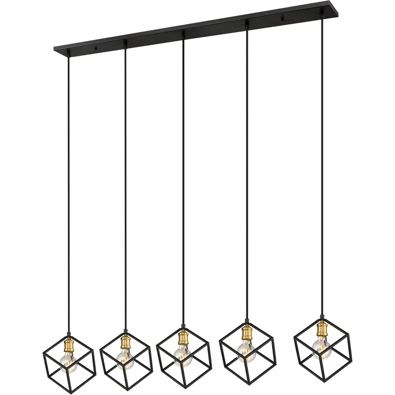 Vertical 5 Light 54 inch Bronze and Olde Brass Linear Chandelier Ceiling Light