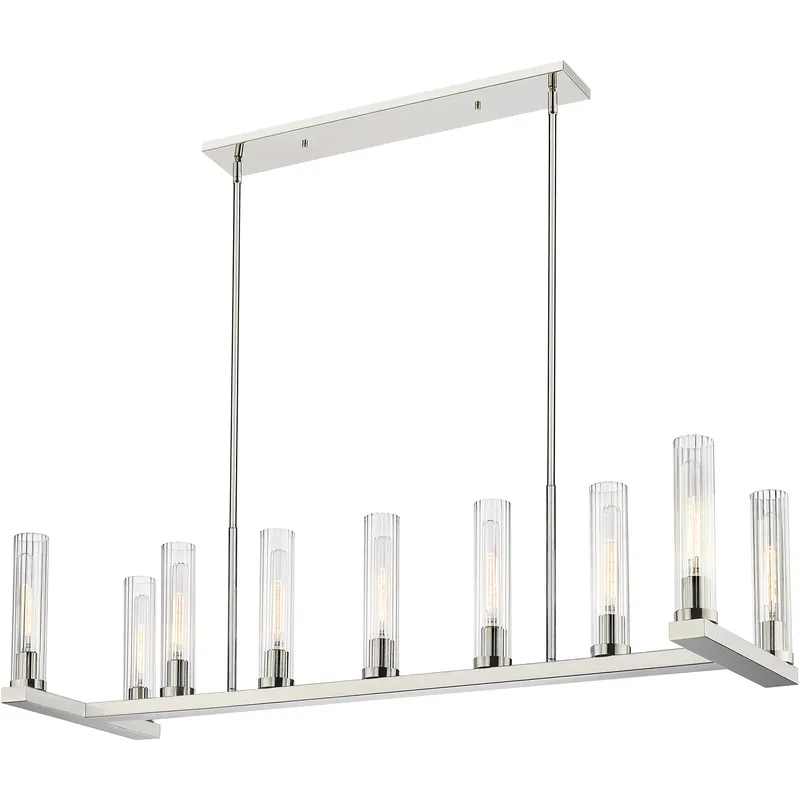 Beau 9 Light 56 inch Polished Nickel Linear Chandelier Ceiling Light