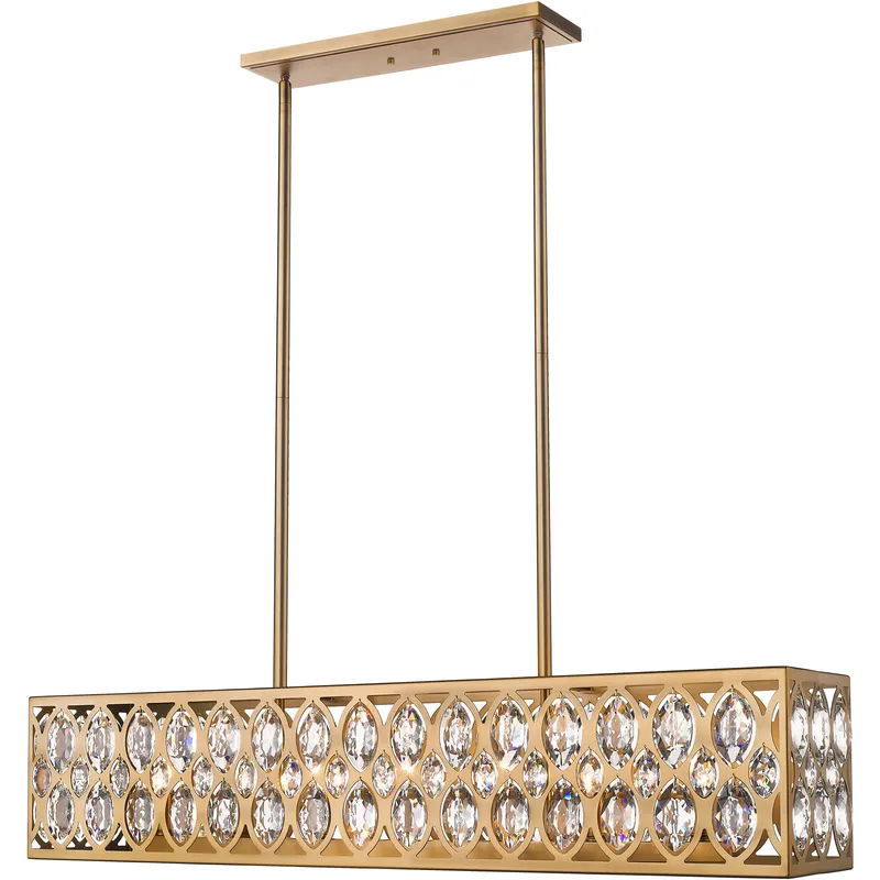Dealey 7 Light 43.5 inch Heirloom Brass Linear Chandelier Ceiling Light