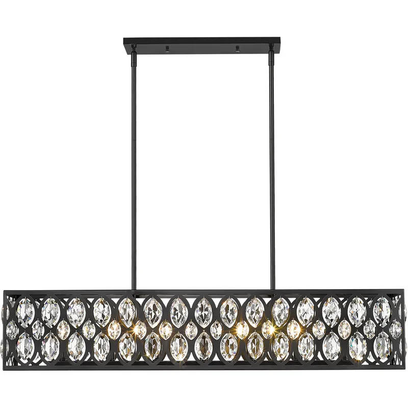 Dealey 7 Light 42.75 inch Matte Black Linear Chandelier Ceiling Light