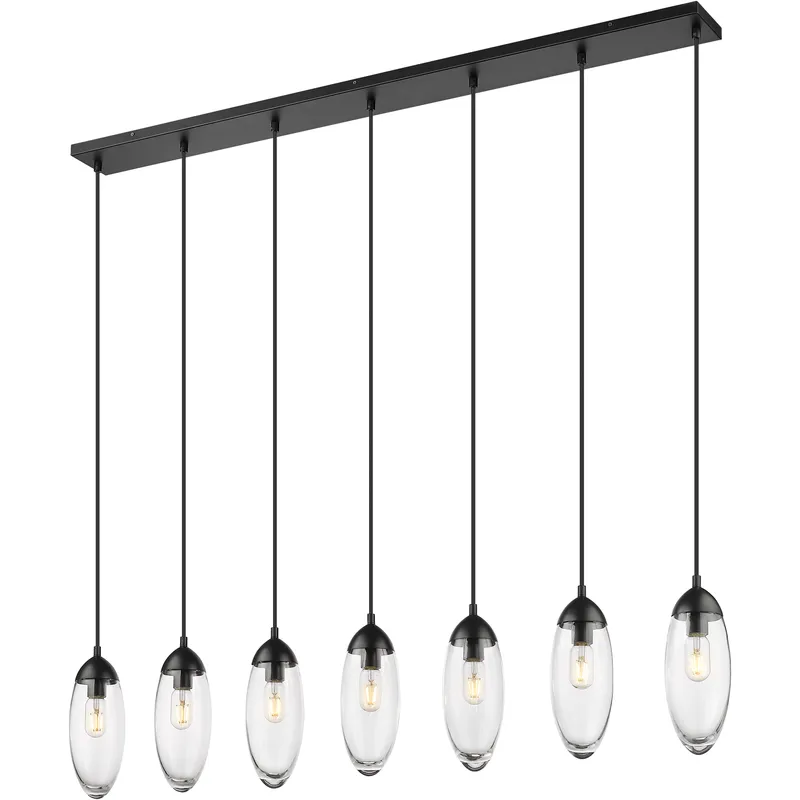 Arden 7 Light 54 inch Matte Black Linear Chandelier Ceiling Light