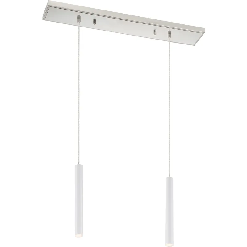 Forest LED 30 inch Brushed Nickel Linear Chandelier Ceiling Light in 2, 11, Matte White Steel