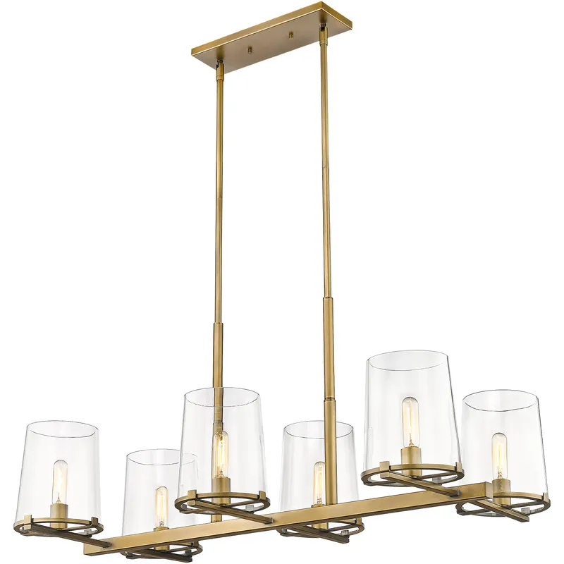 Callista 6 Light 43.5 inch Rubbed Brass Linear Chandelier Ceiling Light