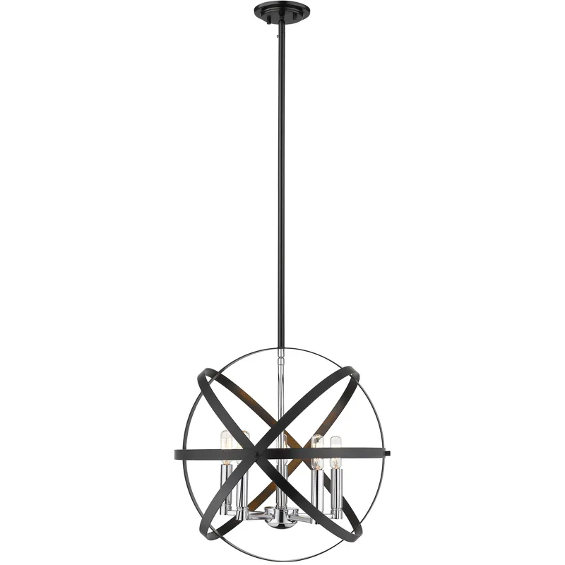 Cavallo 5 Light 18 inch Hammered Black and Chrome Pendant Ceiling Light