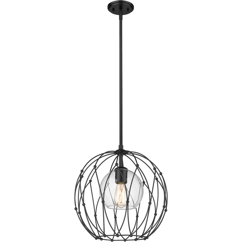 Elle 1 Light 16 inch Matte Black Pendant Ceiling Light