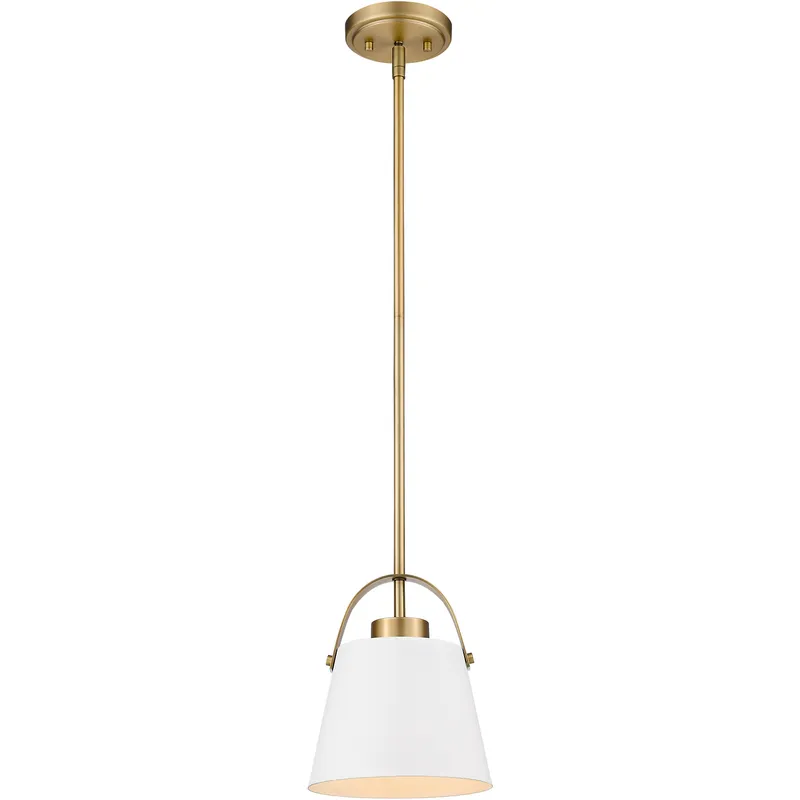 Z-Studio 1 Light 8 inch Matte White and Heritage Brass Pendant Ceiling Light