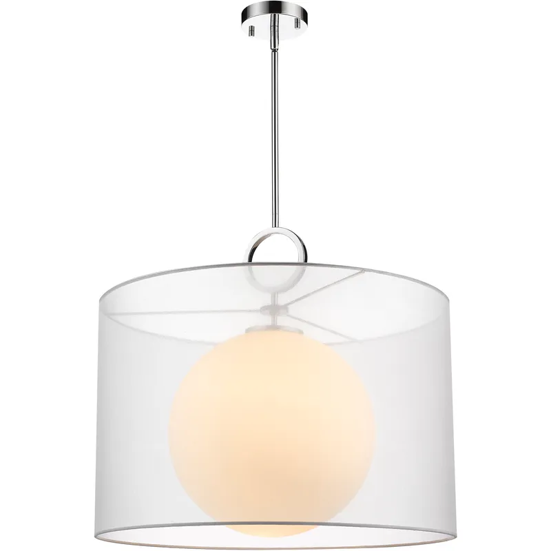 Arosia 1 Light 24 inch Chrome Pendant Ceiling Light in White Fabric