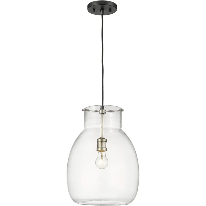 Bella 1 Light 12 inch Matte Black and Brushed Nickel Pendant Ceiling Light
