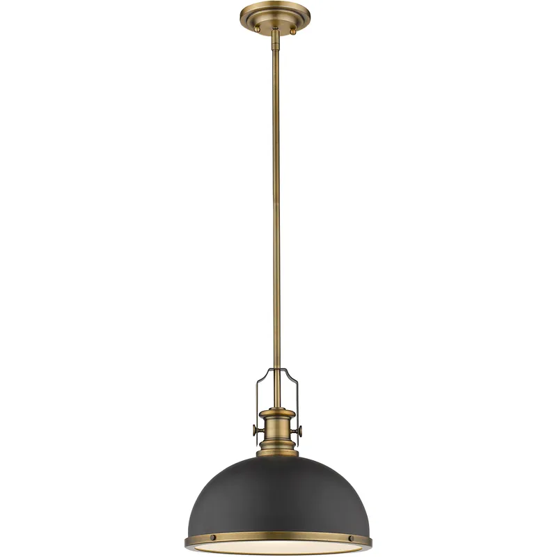 Melange 1 Light 13.25 inch Bronze and Heritage Brass Pendant Ceiling Light in Bronze Metal and Glass