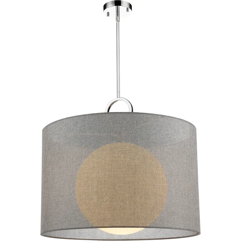 Arosia 1 Light 24 inch Chrome Pendant Ceiling Light in Gray Fabric