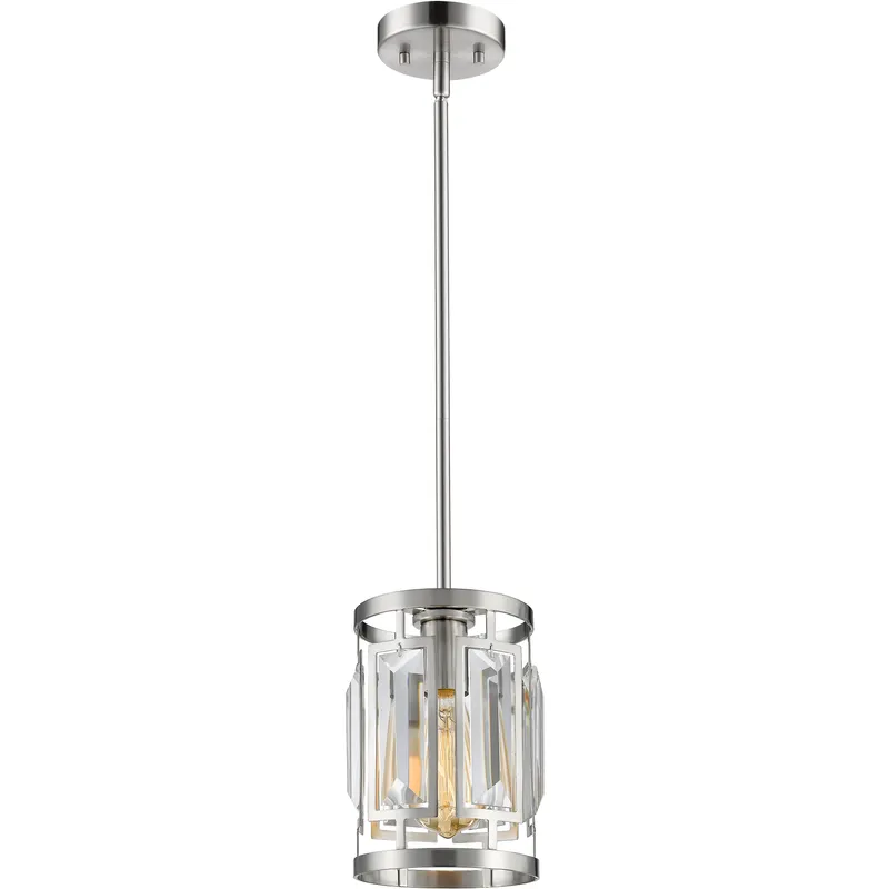 Mersesse 1 Light 5.5 inch Brushed Nickel Pendant Ceiling Light in 3.7, Clear Crystal