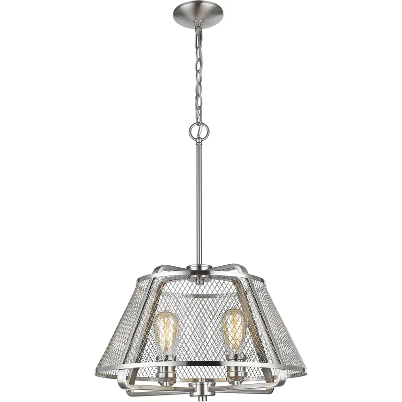 Iuka 4 Light 19 inch Brushed Nickel Pendant Ceiling Light in Brushed Nickel Steel