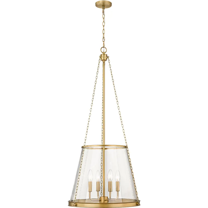 Prescott 4 Light 18 inch Rubbed Brass Pendant Ceiling Light
