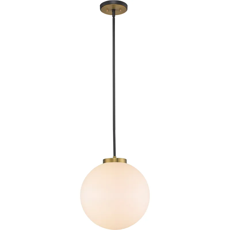 Parsons 1 Light 13.75 inch Matte Black and Olde Brass Pendant Ceiling Light