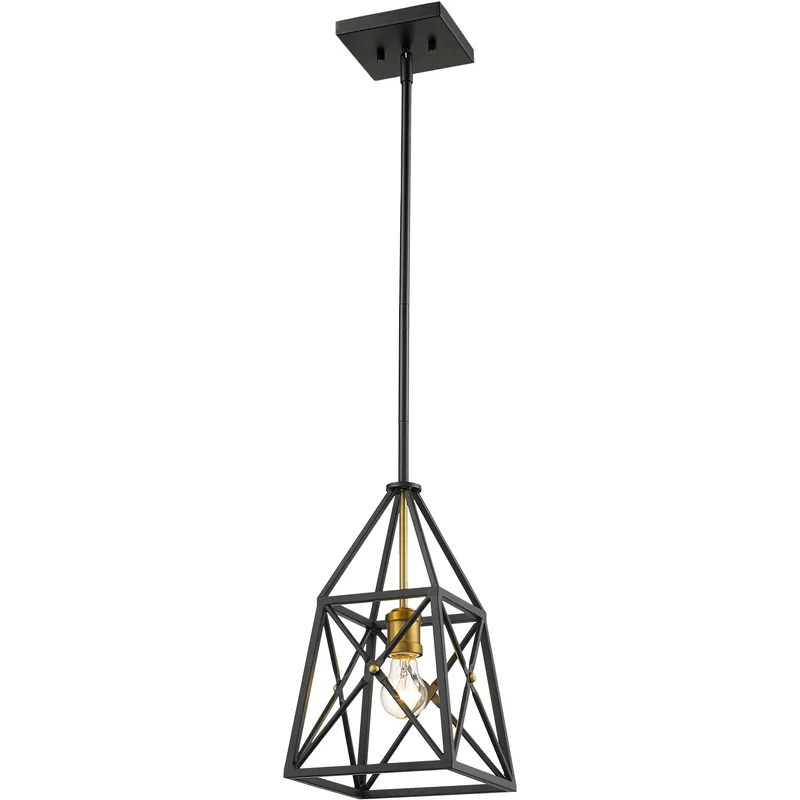 Trestle 1 Light 8 inch Matte Black and Olde Brass Pendant Ceiling Light in 5