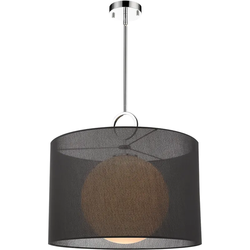 Arosia 1 Light 24 inch Chrome Pendant Ceiling Light in Black Fabric