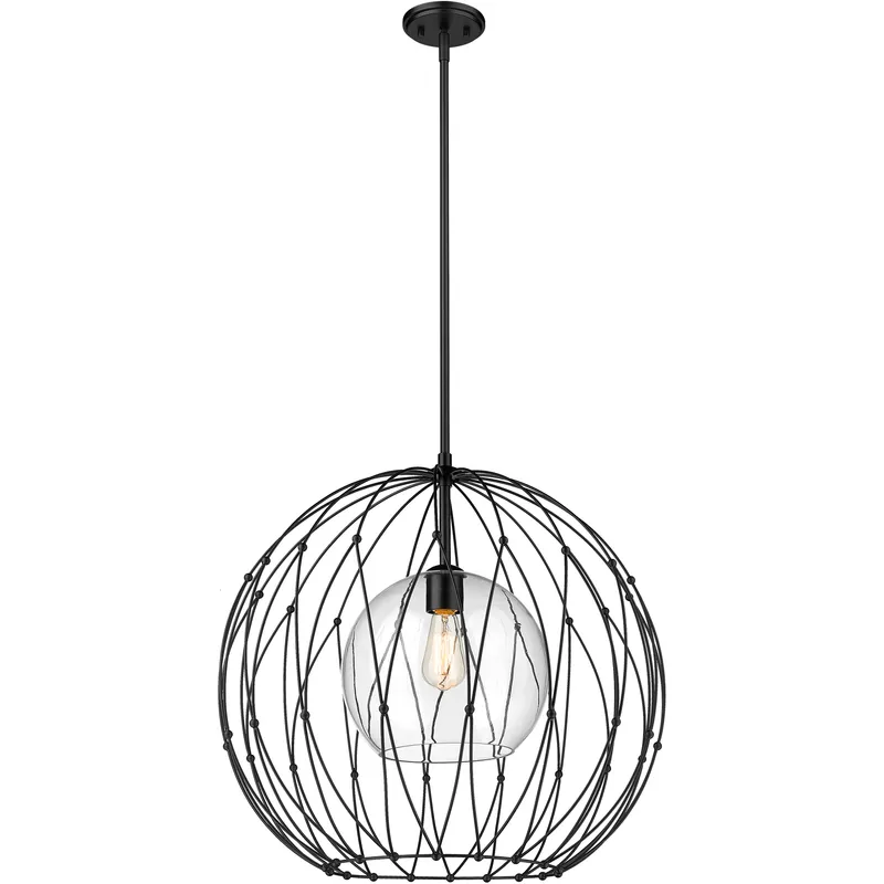 Elle 1 Light 24 inch Matte Black Pendant Ceiling Light