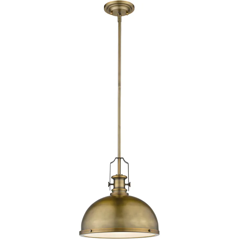 Melange 1 Light 13.25 inch Heritage Brass Pendant Ceiling Light in Heritage Brass Metal and Glass