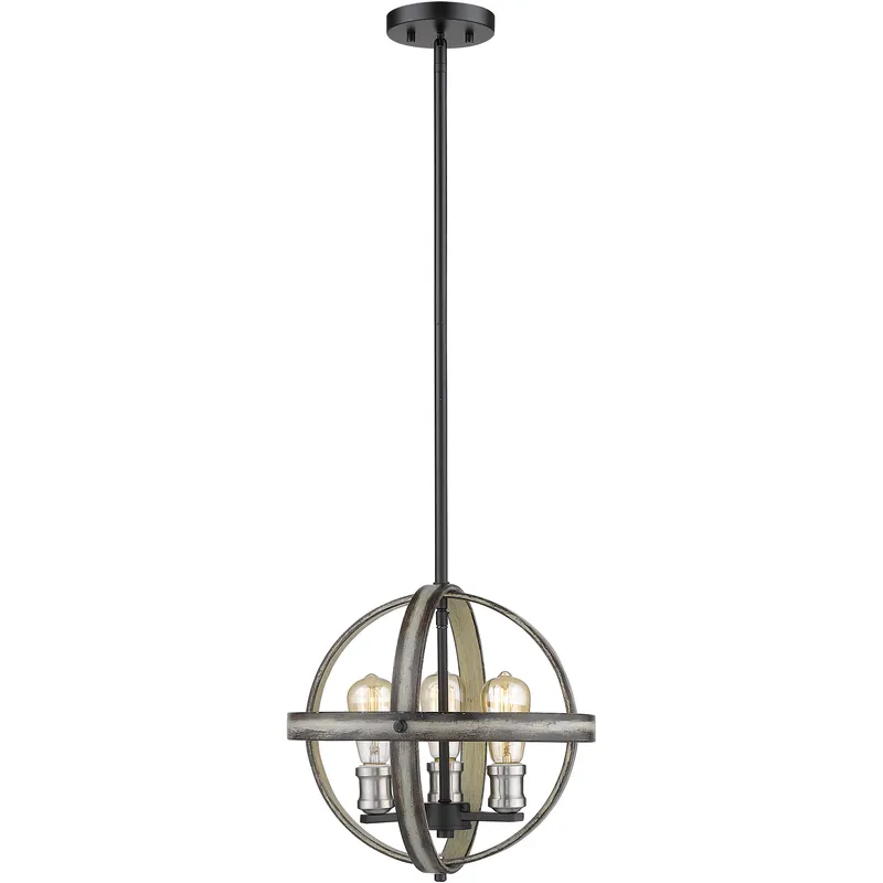 Kirkland 3 Light 14 inch Ashen Barnboard Pendant Ceiling Light