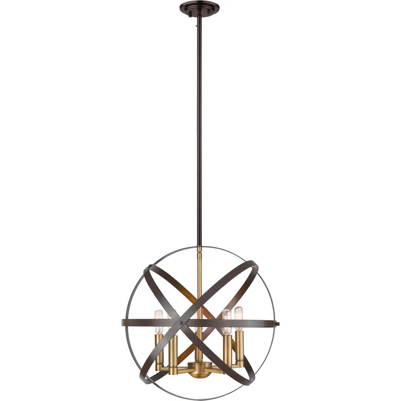 Cavallo 5 Light 18 inch Hammered Bronze and Olde Brass Pendant Ceiling Light