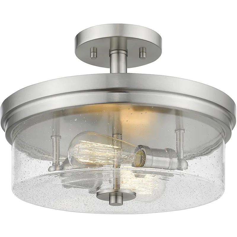 Bohin 2 Light 13 inch Brushed Nickel Semi Flush Mount Ceiling Light