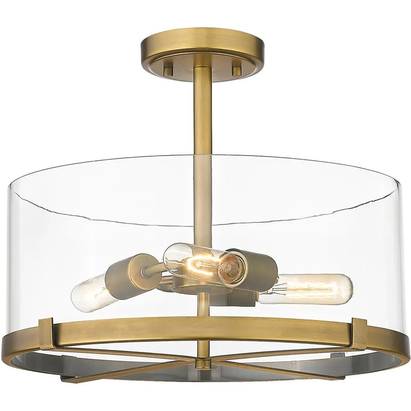 Callista 3 Light 16.5 inch Rubbed Brass Semi Flush Mount Ceiling Light