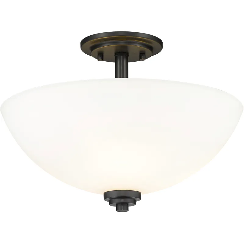 Ashton 3 Light 15.75 inch Matte Black Semi Flush Mount Ceiling Light in 6